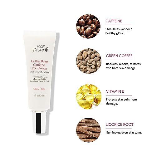 100% Pure 1FMCBEC Coffee Bean Caffeine Eye Cream Refresh & Hydrate Under Eye Treatment Reduce Puffiness, Dark Circles, Wrinkles With Green Tea, Rose Hip, Vitamin E - Youthful Vibrant Eyes - Vegan thumb #2
