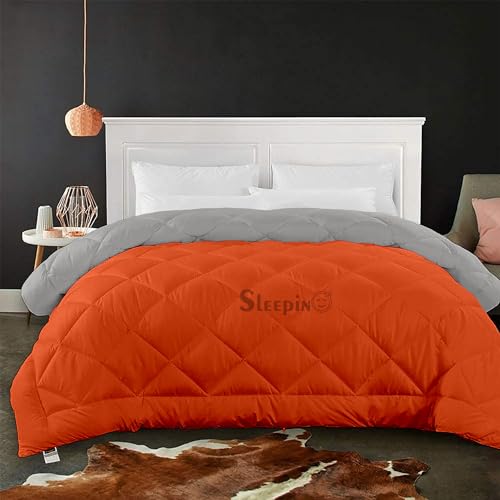 Image of 600 GSM Heavy Winter Single Bed Comforter | Microfiber, Breathable, Reversible,Soft, Lightweight & Machine Washable Comforter for Single Bed 60x90 Inch - OrangeSilver