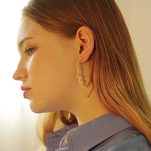 Hollowed out face drop earrings for women gold plated punk earrings Jewelry (gold)4