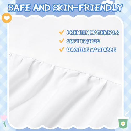 Image of Hahafelt White Crib Skirt for Baby Girls Boys, 100% Washed Cotton Bed Skirt