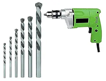 MLD ELECTRIC DRILL MACHINE 10MM + 5PCS BIT HEAVY DUTY FOR HOME USE AND DRILLING WALL - (Colours As Per Availability), Multi