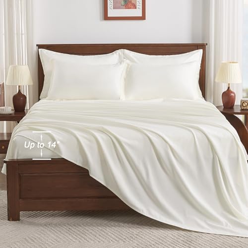 Image of Andency Ivory Queen Size Comforter Set with Sheets - 7 Pieces Boho Tassel Bed in a Bag Soft Lightweight Bedding Sets, Ivory Fringe Bed Set with Comforter, Sheets, Pillowcases & Shams