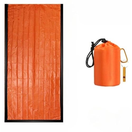 otoye非常用寝袋、防寒、防水、軽量、アウトドア用、防災対策、登山、キャンプ、車中泊、避難所携帯袋 (オレンジ色の寝袋+収納袋+鉄製のホイッスル)