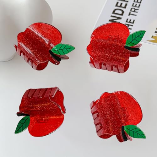 4 pinzas para el cabello con diseño de manzana roja miniatura 3