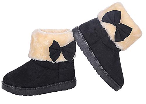 Image of DADAWEN Baby's Girl's Toddler Fashion Cute Bowknot Fur Lining Princess Warm Snow Boots
