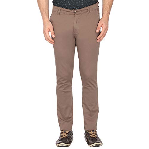 Image of VETTORIO FRATINI by Shoppers Stop Mens 4 Pocket Solid Chinos Brown