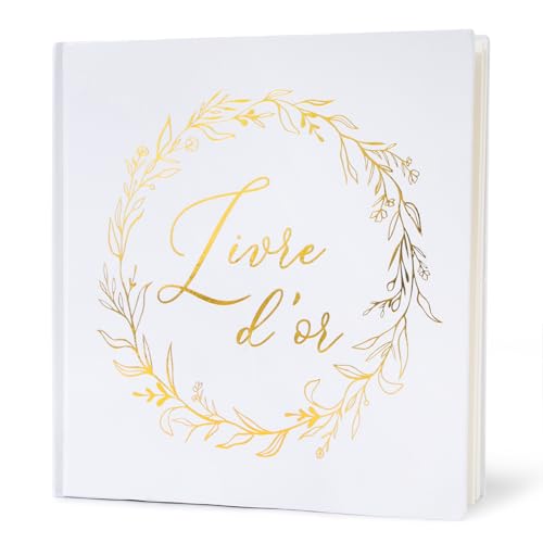 BOFUNX Libro de Visitas de Boda Libro de Firmas para los Invitados Álbum de Recuerdos Tamaño 21x21cm para Decoración de Boda