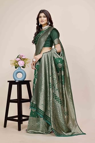 Image of Shasmi Women's Banarasi Saree Pure Kanjivaram Silk Saree Soft new ladies 2025 Design Wear Pattu Sarees Party Sari collections With Blouse Piece for Wedding sadi (PARI-218)