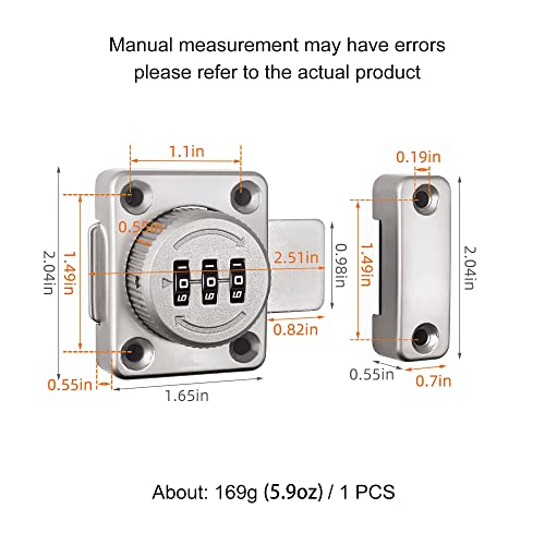 I-Easydww Cabinet Password Latch, Keyless Cabinet Lock, Cabinet Latch, Combination Latch, Combination Lock, Easy To Install, Privacy Lock, For One-Way Door, Cabinet, Drawer, Etc, Silver, 1 Pack #TOP1