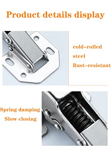 Hidden Cabinet Hinges For Doors Surface Mount Concealed Cabinet Hinges For Kitchen Cabinets Frameless With Screws Degree Spring Hidden Hinges For Cupboard Wooden Boxes(2） #TOP3