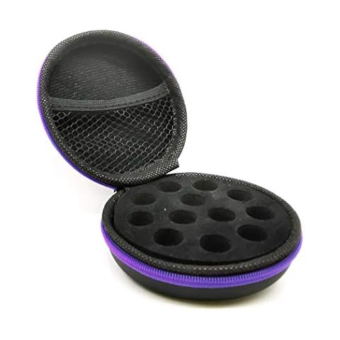 AFMNQZ Glass Bottle Bundle Essential Oils Case Hard Round Carrying Case Storage Bag for 1ML 2ML Roller Bottles Oil Vial Bottles (12 Holes Purple) Cover