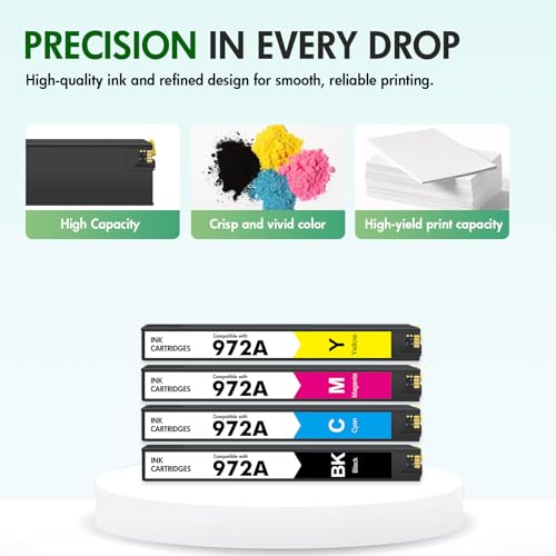 Image of 972A 972X Ink Cartridges Replacement for HP 972A for HP Pagewide Pro MFP 477dw 477dn 452dn 577dw 552dn 552dw P55250dw 477 452 552 577 Printer High Yield (4 Pack, Black, Cyan, Yellow, Magenta)