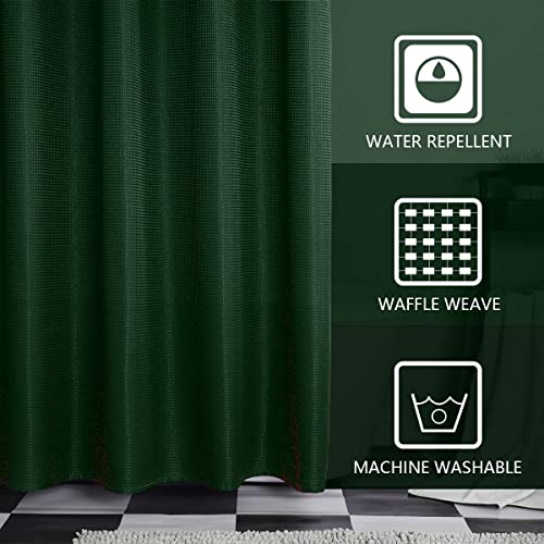 Spxtex Dark Green Shower Curtains 96 Inches Long Waterproof Fabric Farmhouse Modern Rectangle Textured Shower Curtains With Hooks For Bathroom Decorative Shower Room 72" W X 96" L #TOP2