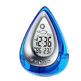 Jamal Alarm Clock Water Power Digital Weather Station Time Humidity Large LCD Display and Temperature Measurement Environmental Technology for Indoor Office Home (Blue)