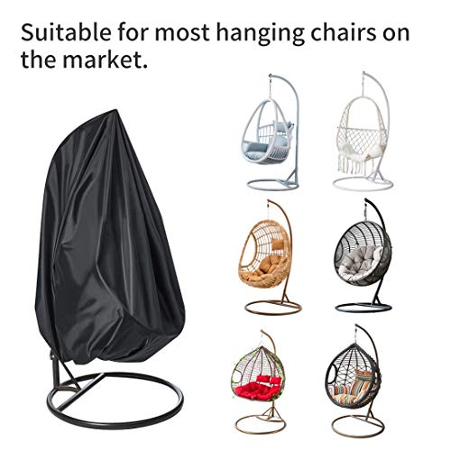 Tocawe Patio Hanging Chair Cover,210D Oxford Wicker Egg Swing Chair Covers Waterproof Windproof Anti-Uv For Outdoor Swing For Egg Swing Chair Patio Stand Cover With Zipper (75” H X 45” D) #TOP3