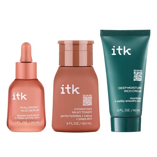 Glowy Skin 3-Step Routine – Hyaluronic Acid + Niacinamide Serum, Squalane Milky Toner, Deep Moisture Ceramide Face Cream Moisturizer – Makeup Prep Skincare for Glowing Hydrated Skin
