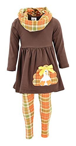 Image of Unique Baby Girls Kids Toddler 3pc Outfit Set Long Sleeve Cotton Blend Tunic Top Leggings and Scarf