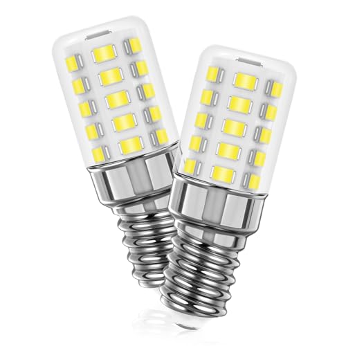 A.bigwhale E14 LED Lampe Kühlschranklampe 2er Pack E14 LED Leuchtmittel 3W Ersatz 30W Halogenlampen 480LM Kaltweiß Glühbirne 6000K für Kühlschrank Nähmaschine Tischlampe 360 Abstrahlwinkel