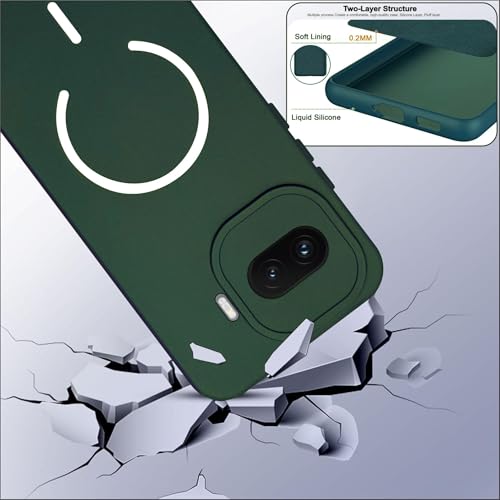 Image of SBMS Silicone Back Cover Case for iQOO 15R 5G | Soft Micro-Fibre Lining Inside | Magsafe Print On Back Side Camera Protection Bump | Shockproof Case iQOO 15R 5G (Green)