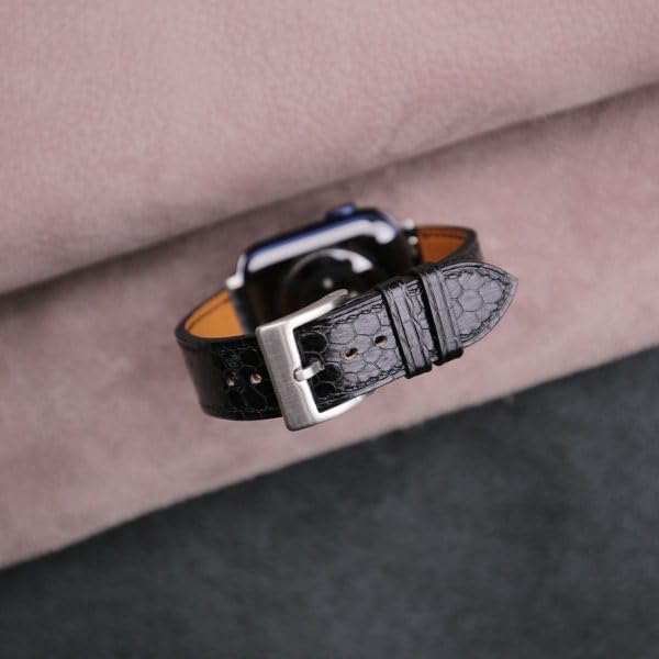 Miniatura 3 de Handdn Bands Compatible with Apple Watch Band 49mm 45mm 44mm 42mm 41mm 40mm 38mm Men Woman Sea Snake Leather Wristband Replacement Band Compatible