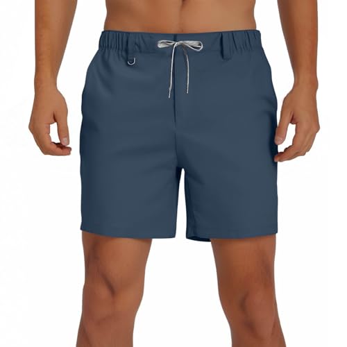 Classic Solid Color Shorts for Men Relaxed Fit Athletic Workout Fitness Short Pants with Multi Pockets