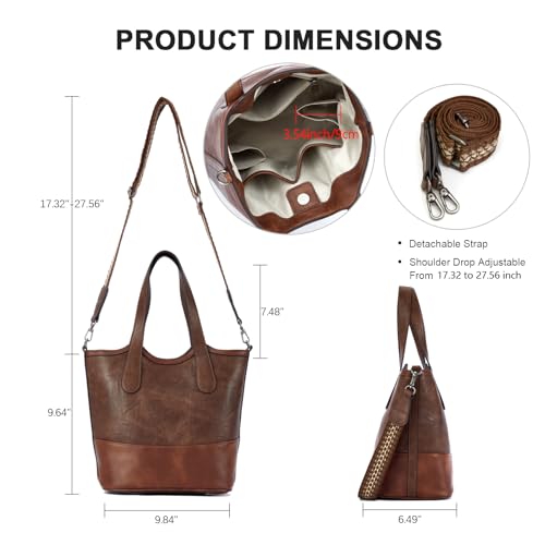 Bolso Tote para mujer, cuero vegano y paja miniatura 6