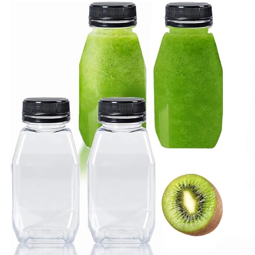 Doukesh 4 Pcs Mini Fridge Bottles 250ml Plastic Bottles with Lids Juice Bottle with Lids Perfect for Storing Milk Juice and Beverages When Going Out