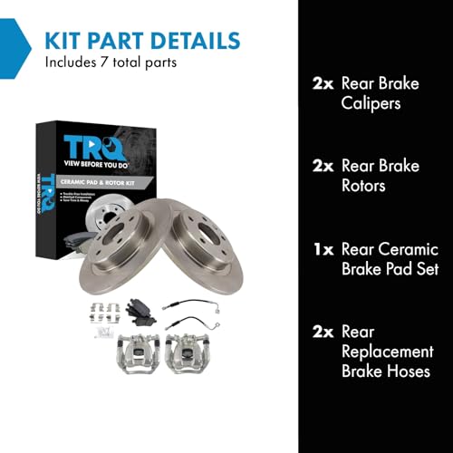Image of TRQ Rear Brake Pad & Rotor Kit Ceramic Compatible with 2016-2018 Chevrolet Malibu