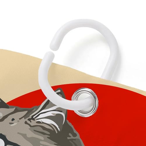 Image of Funny Japanese Cat Funky Anime Japan Bathroom Shower Curtain, 72x72