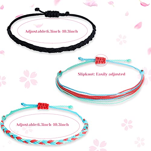 45 Pieces Adjustable Friendship Strand Bracelet Summer Rope Bracelets Summer Sunflower Bracelets Ocean Wave Handmade Bracelet Summer Beach Surfer Friendship Anklet Bracelets For Women Girls #TOP1