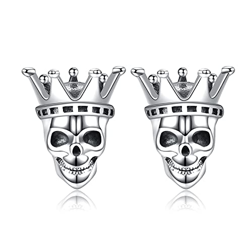 Pendientes de tuerca de calavera en plata de ley 925 con circonita 5A para regalo