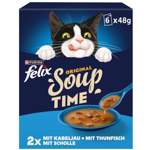 FELIX Soup Time Original Ergänzungsnassfutter für Katzen 6 Portionsbeutel Kabeljau Thunfisch Scholle – Ansicht 1