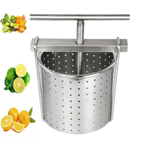 Exprimidor de verduras de acero inoxidable, prensa manual de frutas de 2 litros para jugo, vino, miel, heces de aceite, herramienta de cocina de gran capacidad