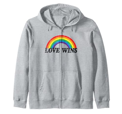 El amor gana Rainbow Gay Pride Month Tee Retro angustiado Sudadera con Capucha