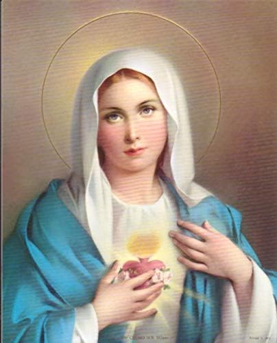 Immaculate Heart of Mary Linen Paper Print from Italy
