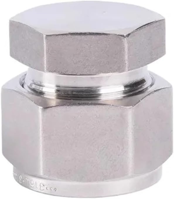 End Cap 1/16"-1" 3-25mm Tube OD Compression Union SUS316L 304 Stainless Steel Coupler Pipe Fitting Connector Metric UNF Nut Lock(2000 PSI SS316L,25MM_UNF NUT)