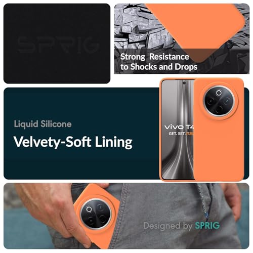 Image of SPRIG Compatible with Vivo T4 Premium SilkTone Back Cover Drop Tested Shock Proof Mobile Case for Men, Women, Boys and Girls with Camera Protection (Light Orange)