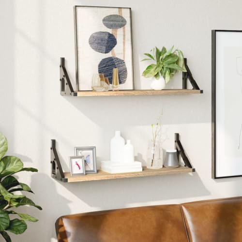 YuuSsea estantes de pared 2 piezas roble Sonoma 60 x 15 x 15,5 cm, material de madera, flotante, para dormitorios y baños, robusto, práctico espacio de almacenamiento