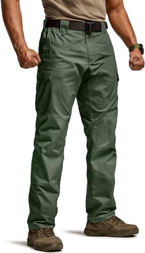 Image of CQR Men's Flex Ripstop Tactical Pants, Water Resistant Stretch Cargo Pants, Lightweight EDC Hiking Work Pants