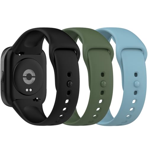 Pheant Sportarmband Kompatibel mit Xiaomi Redmi Watch 3 Active Armband Silikon Ersatzarmband für Damen Herren, Schwarz Dunkelgrün Blau
