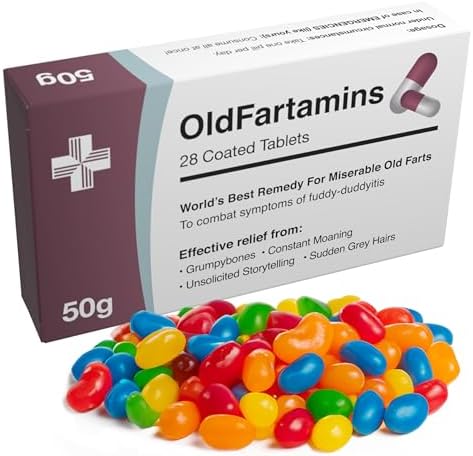 Funny Prank Pill Box with Sweets, Gag Gifts for Men, 20th 30th 40th 50th 60th 70th Birthday Gifts for Him, Novelty Joke Birthday Gifts for Boyfriend, Birthday Gift Hamper for Her