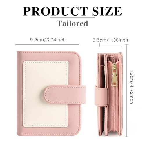 Image of GOIACII Small Wallet for Women RFID Blocking Bifold Wallets Ladies Card Holder Coin Zipper Pocket Pink