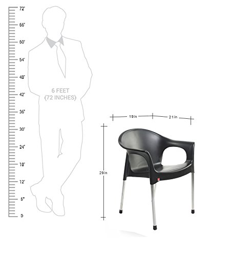 Image of Cello Metallo Chair Set Pack of 2 - Black | Strong and Durable | Easy to Clean | Chair for Living Room, Bed Room, Kitchen, Office Room, Outdoor | 3 Years Warranty