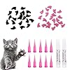 SEMINISMAR Cappucci per Unghie per Gatti,Gatti Copertura per Unghie Protezione per Artigli per Cane Gatto,Morbidi Colorati Cappucci Unghie Gattini Copri con Adesivi Applicatori (Rosa&Nero*40 PCS)