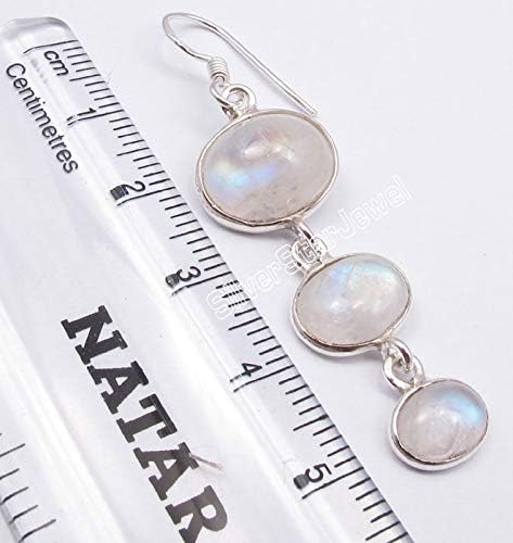 Silver 10 x 12, 8 x 10, 6 x 8 mm Rainbow Moonstone Earrings New Year's Day Week Sales