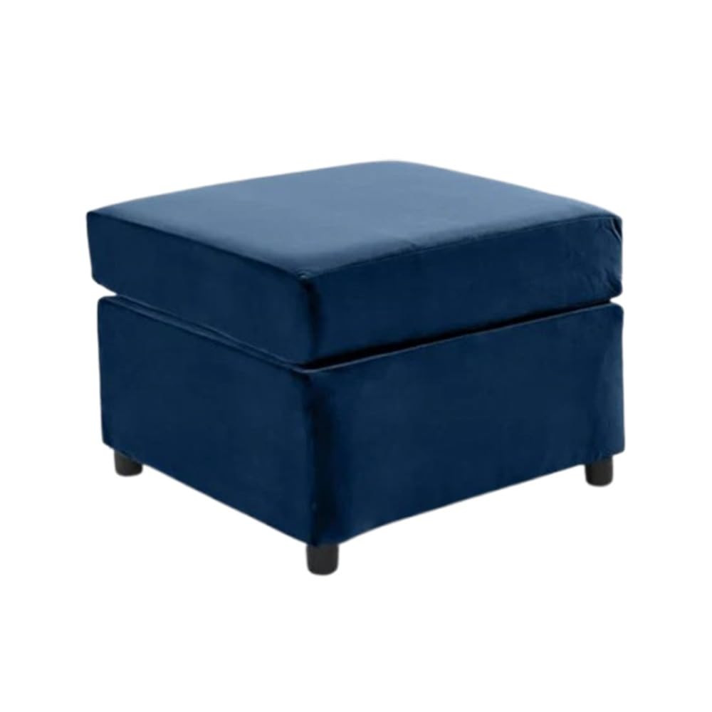 Plush Velvet Blue Sofa Range - 4 Seater L Shape (LH/RH) Corner Sofa - UK Upholstered Modern 3+2 Seater Sofas - Elegant & Comfortable Swivel And Arm Chair & Footstool for Living Room (Footstool)