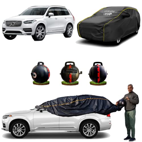 Image of CARBLAZER Portable & Semi-Automatic Full Body Car Covers: Heavy Duty Device| Anti-Theft| Dust & Scratch Proof | Water & Wind Resistant|Custom Fit| Dual-Side Cover, Compatible for Volvo XC90