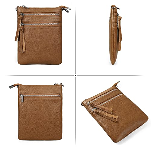 Image of befen Small Genuine Leather Crossbody Purses for Women Trendy Travel Shoulder Handbags with Multiple Zipper Pockets