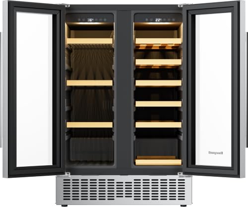 Image of Honeywell 24 Inch Dual Zone Compressor Wine Cooler Refrigerator & Beverage Cooler,Large Freestanding Wine Cellar For Red,White,Champagne or Sparkling Wine,Digital Temperature Control,Stainless Steel