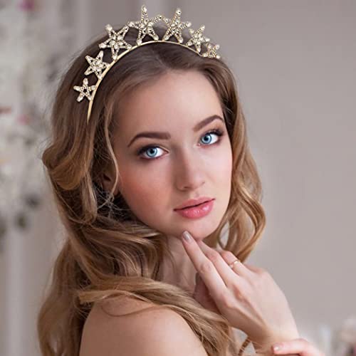 Formery Star Rhinestones Crown Headband Crystals Greek Goddess Hair Bands Party Festival Prom Headpiece Hair Accessories For Women And Girls (Gold) #TOP2